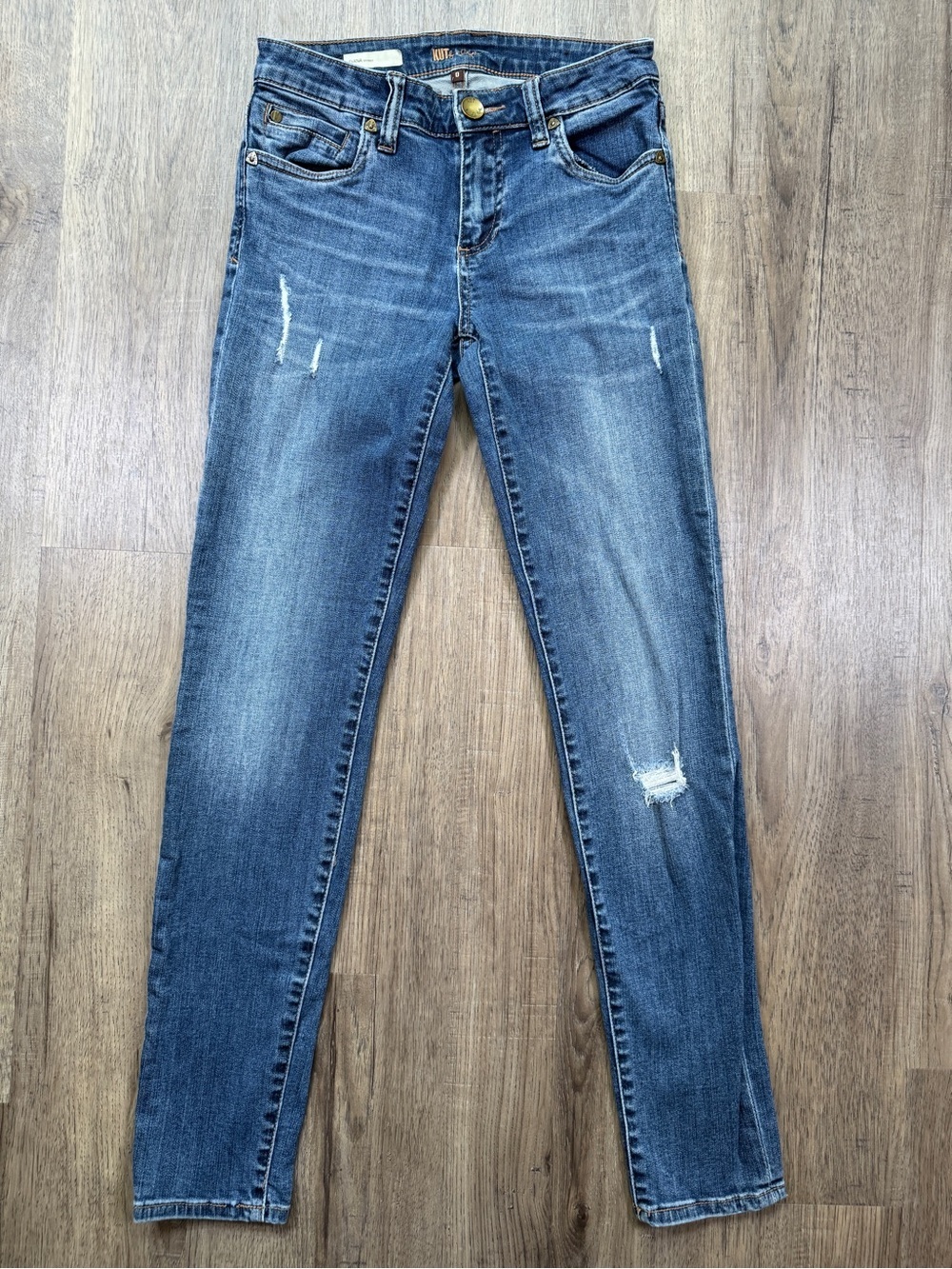 Kut from the Kloth Diana Skinny Distressed Medium Wash Jeans Size 0